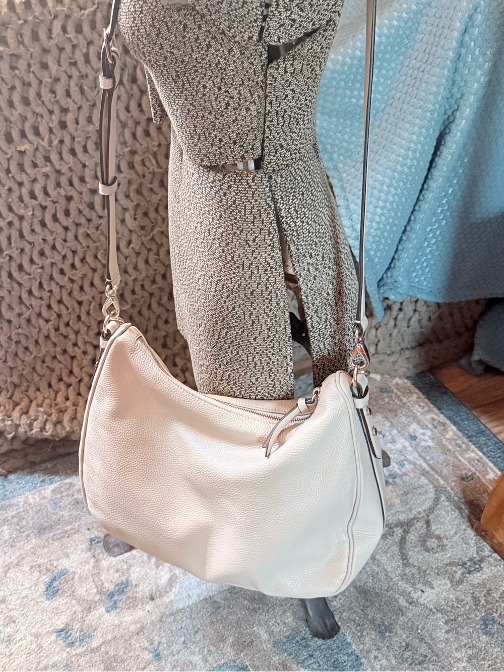 Kate Spade pebbled leather hobo shoulder & crossbody in blush